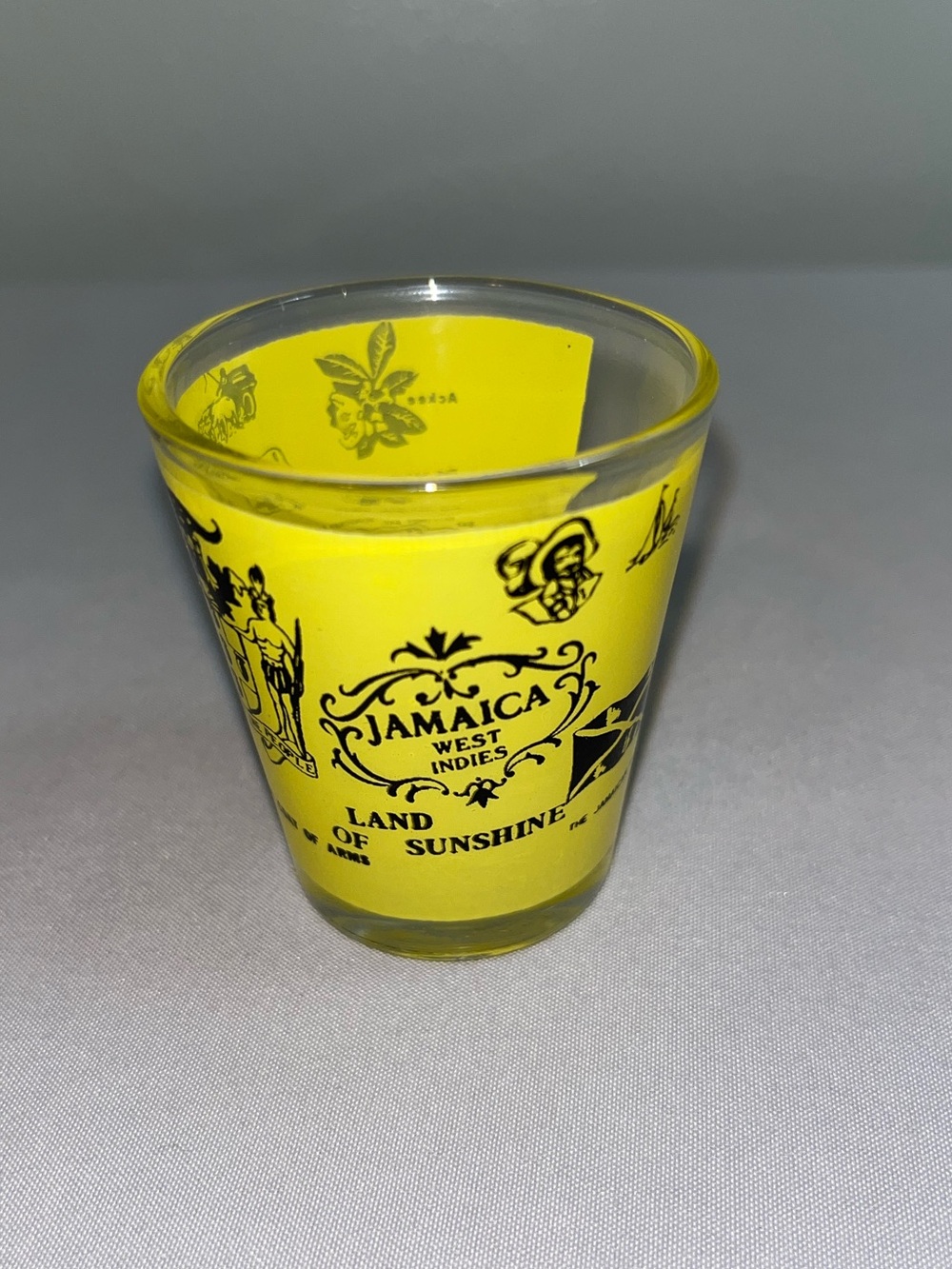 Vintage 1970s Jamaica West Indies Souvenir Shot Glass Travel Collectible